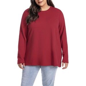 Women's Long Sleeve Tunic Tops Loose Fit Crewneck T Shirt 1X NEW!